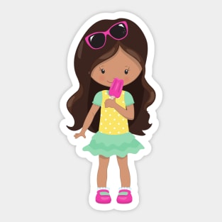 Girl With Ice Cream, Latina Girl, Cute Girl, Dress Sticker